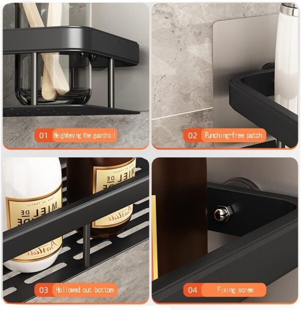 Leawall Heavy Duty Plastic Self-Adhesive Bathroom Shelf - Multipurpose Wall-Mounted Floating Storage Organizer for Bathroom, Kitchen, Bedroom, Office - Strong, Durable(2 Pcs)