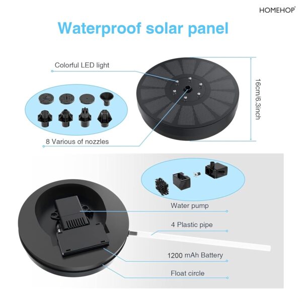 1776834366_Homehop-Solar-Garden-Fountain-8-Nozzles-Decorative-Multi-Color-Sprinkler-Pump-2.5-W-Power-For-Home-Outdoor-Pond-Bird-Bath-and-Pool-ABS-7v2.5W.jpg Homehop Solar Garden Fountain 8 Nozzles Decorative Multi Color Sprinkler Pump 2.5 W Power For Home, Outdoor, Pond, Bird Bath, and Pool (ABS-7v/2.5W)