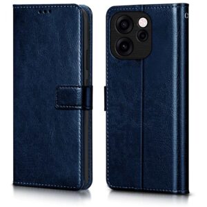 WOW IMAGINE Shock Proof Flip Cover Back Case Cover for Oppo Reno 15C 5G (Flexible | Leather Finish | Card Pockets Wallet & Stand | Blue)