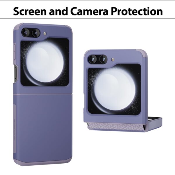 amazon basics Parallax Back Cover Case Compatible with Samsung Galaxy Z Flip 5 [Air Space Technology Protection] Dual Protection Case(TPU and PC | Sage Purple)
