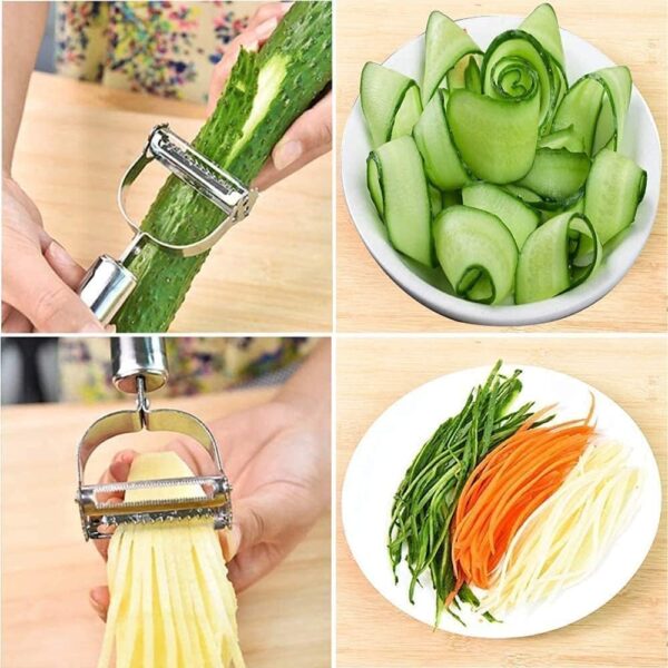 2 in 1 Multi-Functional Zoodles Peeler & Spiralizer | Vegetable Noodle Maker for Zucchini Noodles | Salad Cutter and Chopper Kitchen Gadget 2026