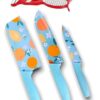 3-Piece Kitchen Knife Set – High Carbon Stainless Steel Santoku Knives with Printed Blades – Sharp Chef's Knife & Utility Knives with Nonstick Coating for Kitchen Use & 4-in-1Peeler