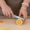 3-Piece Kitchen Knife Set – High Carbon Stainless Steel Santoku Knives with Printed Blades – Sharp Chef's Knife & Utility Knives with Nonstick Coating for Kitchen Use & 4-in-1Peeler