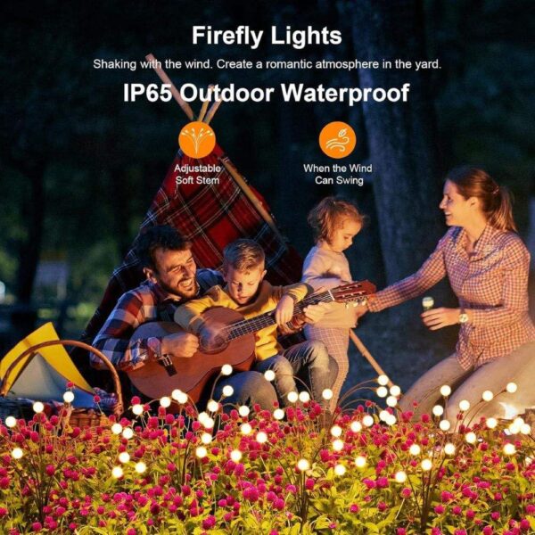 Solar 8 LED Firefly bulb waterproof Solar Garden Lights, plant lights Outdoor Decorations for garden,balconey, Yard,Pathway,Patio, Swaying Lawn Decor (warm yellow) (3)