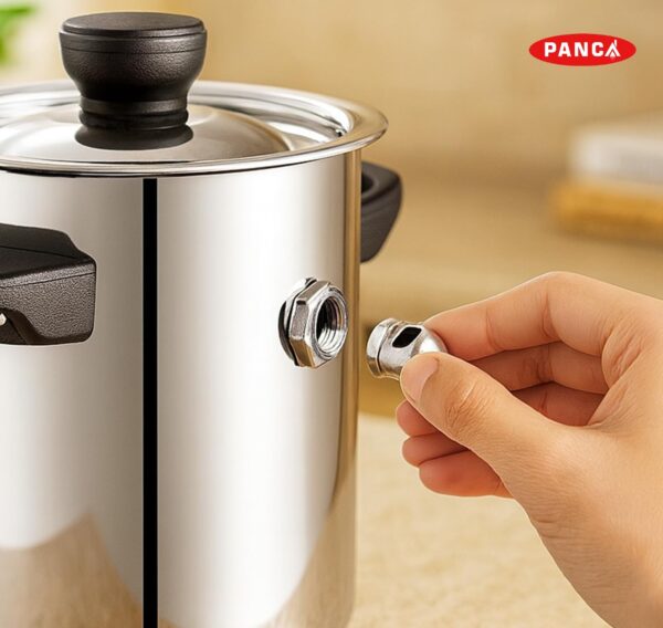 1776866156_PANCA-Stainless-Steel-Milk-Boiler-Spill-Proof-Milk-Boiler-Pot-with-Bakelite-Handle-Whistle-Indicator-Lid-Gas-Induction-Friendly-Double-Boiler-1-Litre.jpg PANCA Stainless Steel Milk Boiler | Spill-Proof Milk Boiler Pot with Bakelite Handle, Whistle Indicator & Lid | Gas & Induction Friendly Double Boiler (1 Litre)