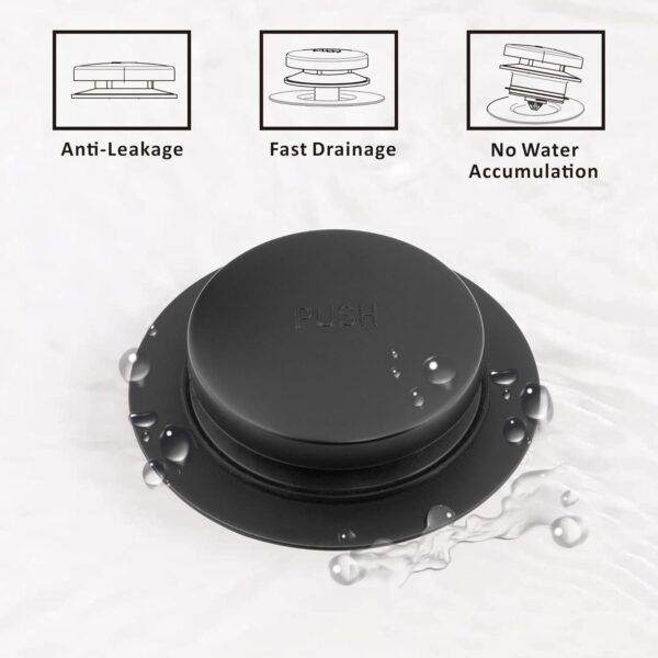 Artiwell Universal Tip Toe Bath Drain Stopper and Cover, Bathtub Drain Stopper, Replaces lift and turn, Tip-Toe and Trip Lever drains for Tub, EZ Installation and Clearing (MATT BLACK)