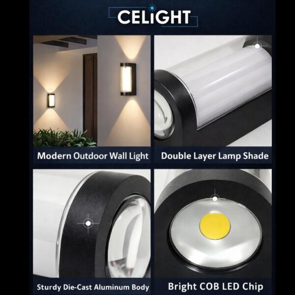 LED 2 Way Outdoor Wall Light| 4 Watt| Waterproof Gate Light| WarmWhite|Metal Body|Up Down Wall Light | Outdoor Lights for Balcony,Garden |Pack of 1|Two Direction Light|Two Side Wall lamp