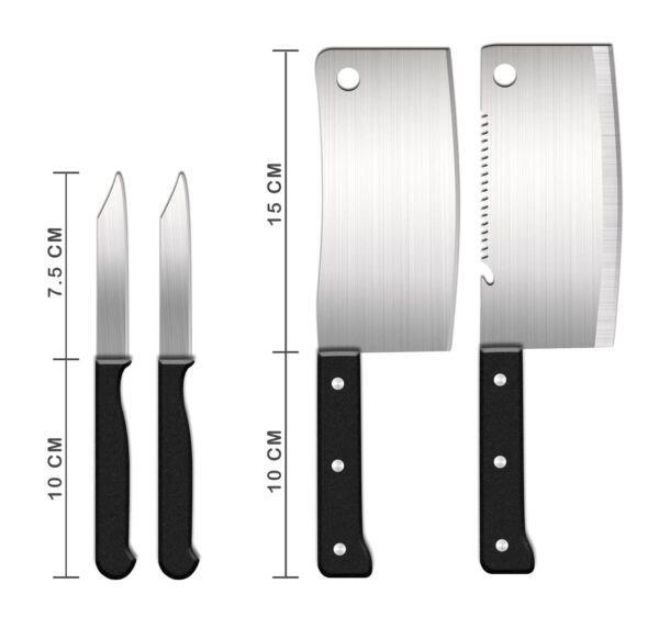 ZIVINI8 in 1 Piece Knife Set - Includes 3 Vegetable and Fruit Knives, 2 Meat Knives, 1 Scissor, 1 Knife Sharpener, and 1 Peeler - Stainless Steel Kitchen Knife Set
