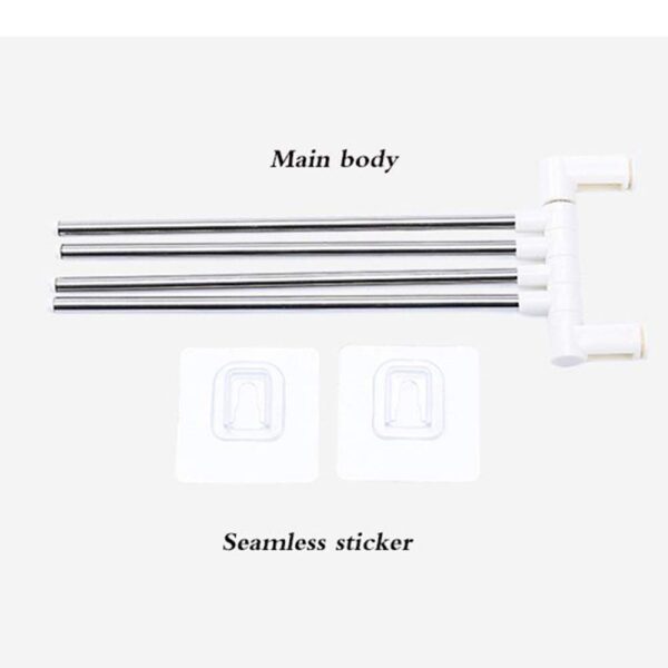 ARRAY Platinum 4 Bar Stainless Steel Folding Towel Hanging Holder Shelf Rack Organizer Portable Stand Long with Chrome Finish for Bathroom Kitchen with Hanger