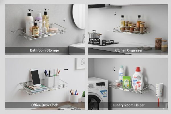 Stainless Steel Multipurpose Wall Mounted Shelf for Bathroom & Kitchen Storage Rack | Rust-Proof Heavy Duty (DF-MiniClassy-Shelf)