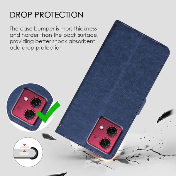 Amazon Brand - Solimo Flip Leather Mobile Cover (Soft, Flexible & Kickstand Back case) Compatible for Motorola Moto G84 5G (Blue)
