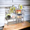 AMOL® Stainless Kitchen Rack (24 * 24 * 11 Utensils Rack Modern 6 Glass Table Top/Wall Mounting with Spoon Holder)