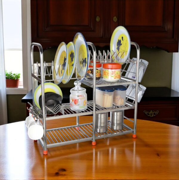 AMOL® Stainless Kitchen Rack (24 * 24 * 11 Utensils Rack Modern 6 Glass Table Top/Wall Mounting with Spoon Holder)