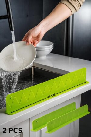2 Pack 48 cm Silicone Sink Splash Guard 48 cm 2 Pack 48 cm Silicone Sink Splash Guard 48 cm with Strong Suction Cups – Anti-Splash Water Barrier for Kitchen & Bathroom Sink, Flexible Silicone Flume Baffle for Countertop Protection (48 Cm)
