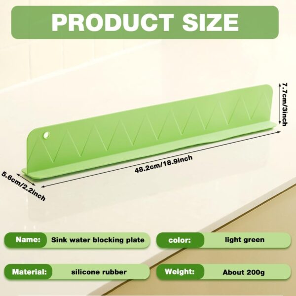 2 Pack 48 cm Silicone Sink Splash Guard 48 cm with Strong Suction Cups – Anti-Splash Water Barrier for Kitchen & Bathroom Sink, Flexible Silicone Flume Baffle for Countertop Protection (48 Cm)
