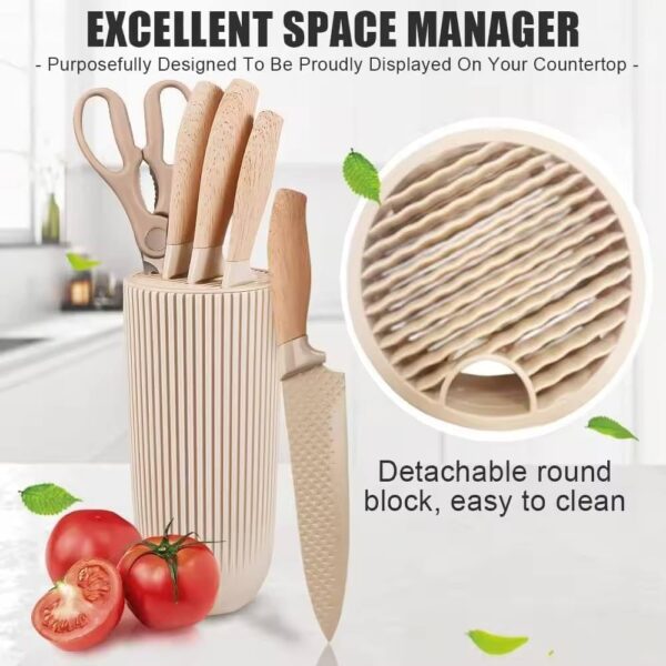 6-Piece Kitchen Knife Set for Home, Anti-Rust Non-Stick Stainless Steel Sharp Chef Knife Sets with Universal Knife Block for Kitchen, Ergonomical Design