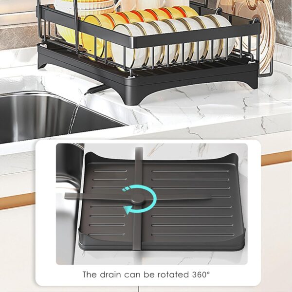 Arcanine Dish Drying Rack,Detachable 3 Tier Dish Rack with Draining Tray, Rustproof Dish Drainer Racks with Detachable Utensil Holder, Cutting Board & Cup Rack for Kitchen Over Sink Organiser (AR-03)