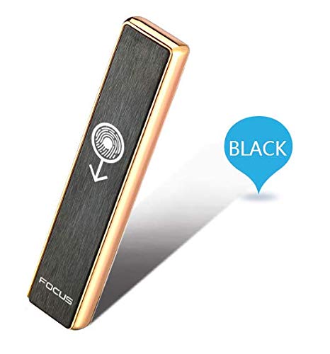 Slim Fous USB Rechargeable Smoke Cigarette Lighter, Gadgets Windproof Electrical Arc, Electronic Hand Lighter Turbo Cigar Lighter with USB Cable , 8.5 x 2 x 0.7 cm, Random Colour