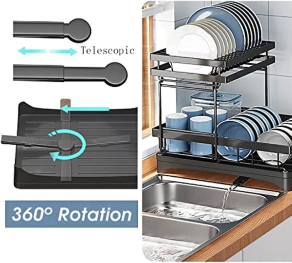 1776936237_Dish-Drying-Rack2-Tier-Black-Large-Drying-Rack-for-Kitchen-CounterRust-Proof-Wear-Resistant-Automatic-Draining-Dish-Rack-with-Utensil-HolderCutting-Board-Holder-570-Rack.jpg Dish Drying Rack,2 Tier Black Large Drying Rack for Kitchen Counter,Rust-Proof Wear-Resistant Automatic Draining Dish Rack with Utensil Holder,Cutting Board Holder (570 Rack)