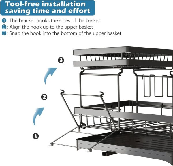 1776936240_Dish-Drying-Rack2-Tier-Black-Large-Drying-Rack-for-Kitchen-CounterRust-Proof-Wear-Resistant-Automatic-Draining-Dish-Rack-with-Utensil-HolderCutting-Board-Holder-570-Rack.jpg Dish Drying Rack,2 Tier Black Large Drying Rack for Kitchen Counter,Rust-Proof Wear-Resistant Automatic Draining Dish Rack with Utensil Holder,Cutting Board Holder (570 Rack)