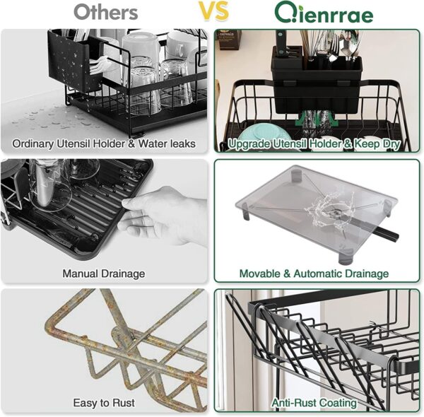 1776936241_Dish-Drying-Rack2-Tier-Black-Large-Drying-Rack-for-Kitchen-CounterRust-Proof-Wear-Resistant-Automatic-Draining-Dish-Rack-with-Utensil-HolderCutting-Board-Holder-570-Rack.jpg Dish Drying Rack,2 Tier Black Large Drying Rack for Kitchen Counter,Rust-Proof Wear-Resistant Automatic Draining Dish Rack with Utensil Holder,Cutting Board Holder (570 Rack)