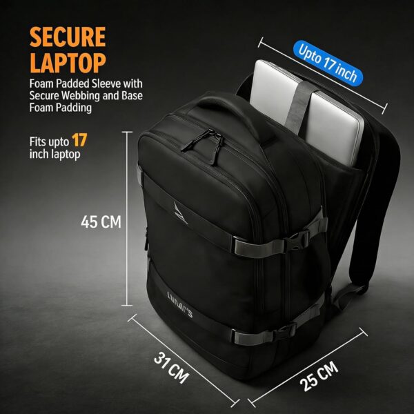 1776939636_Lunars-45L-Laptop-Backpack-with-Anti-Theft-Pocket-Foam-Padded-Weekender-Travel-Laptop-Backpack-Laptop-Bag-16-Inch-Travel-Weekender-College-School-bag-for-boys-Office-bag-for-man.jpg Lunar's 45L Laptop Backpack with Anti-Theft Pocket | Foam Padded Weekender Travel Laptop Backpack | Laptop Bag 16 Inch | Travel Weekender College School bag for boys | Office bag for man