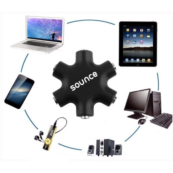 1776947553_Sounce-5-Way-Multi-Headphone-Audio-Splitter-Aux-Adapter-Connector-Multi-Headphone-3.5mm-Audio-Stereo-Splitter-Cable-1-Male-to-5-Port-Female-Earphone-Headset-Adapter-Black-5WAYAUX.jpg Sounce 5-Way Multi Headphone Audio Splitter Aux Adapter Connector Multi Headphone, 3.5mm Audio Stereo Splitter Cable, 1 Male to 5 Port Female Earphone Headset Adapter, Black (5WAYAUX)
