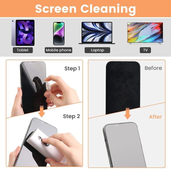 7 in 1 Electronic Cleaner kit Cleaning Kit for Monitor Keyboard MacBook iPad iPhone iPod, Screen Dust Brush Including Soft Sweep, Swipe Cleaner Pen, Key Puller and Spray Bottle