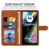 Amazon Brand - Solimo Flip Leather Mobile Cover (Soft, Flexible & Kickstand Back case) Compatible for Motorola Moto G82 5G / Moto G52 4G (CamelBlue)