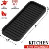 Silicone Sink Organizer Tray, Multipurpose Soap and Sponge Holder for Kitchen and Bathroom Countertop, Non-Slip Soap Dish (Black)