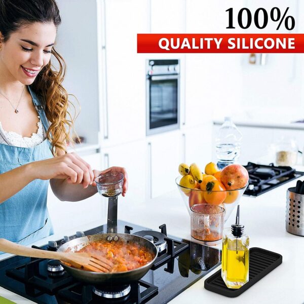 Silicone Sink Organizer Tray, Multipurpose Soap and Sponge Holder for Kitchen and Bathroom Countertop, Non-Slip Soap Dish (Black)