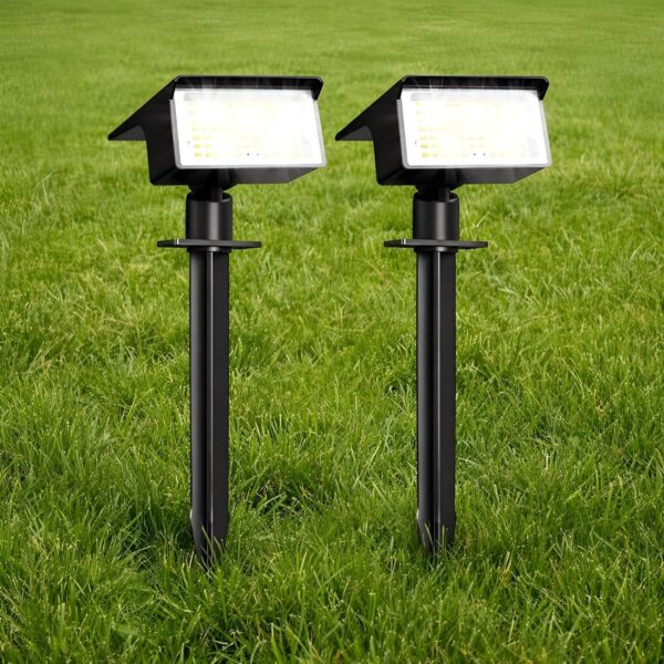 XERGY Solar LED Garden Spot Lights – Waterproof Outdoor Solar Lights with 3 Lighting Modes, Auto On/Off Feature & Adjustable Head for Garden, Lawn, Pathway and Landscape Lighting (Pack of 2)
