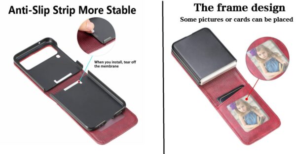 Wallet Case with Card Holder Slim Fit PU Leather Protective Flip Phone Cover for Samsung Galaxy Z Flip 4 / Samsung Galaxy Z Flip 4 5G (2022 Modal)- (Red)