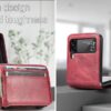 Wallet Case with Card Holder Slim Fit PU Leather Protective Flip Phone Cover for Samsung Galaxy Z Flip 4 / Samsung Galaxy Z Flip 4 5G (2022 Modal)- (Red)