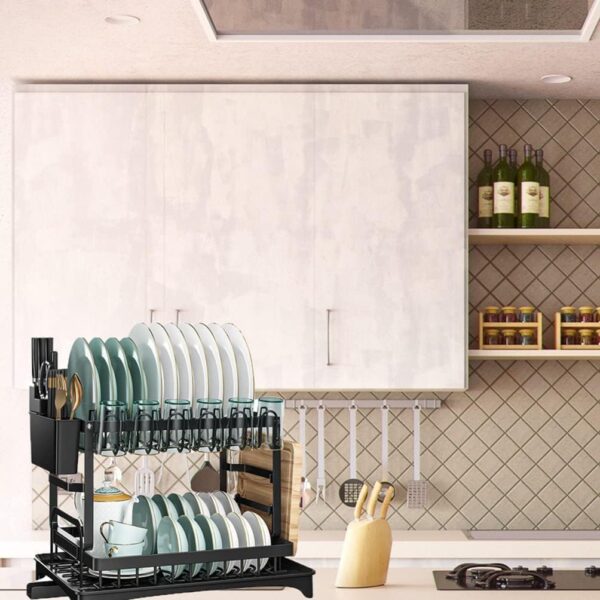 1776994797_Cloyster-Dish-Drying-Rack-with-Drainboard-Carbon-Steel-Dish-Rack-for-Kitchen-Counter-Detachable-Dish-Drainer-Organizer-Shelf-with-Utensil-HolderCup-Holder-CL-05.jpg Cloyster Dish Drying Rack with Drainboard, Carbon Steel Dish Rack for Kitchen Counter, Detachable Dish Drainer Organizer Shelf with Utensil Holder,Cup Holder (CL-05)