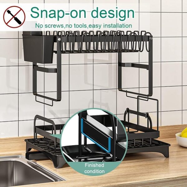 1776994798_Cloyster-Dish-Drying-Rack-with-Drainboard-Carbon-Steel-Dish-Rack-for-Kitchen-Counter-Detachable-Dish-Drainer-Organizer-Shelf-with-Utensil-HolderCup-Holder-CL-05.jpg Cloyster Dish Drying Rack with Drainboard, Carbon Steel Dish Rack for Kitchen Counter, Detachable Dish Drainer Organizer Shelf with Utensil Holder,Cup Holder (CL-05)