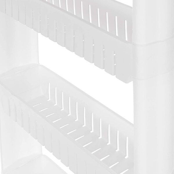 FAGVA 2 Layer Slim Side Space Saving Storage Organizer Rack Shelf with Wheels for Easy Movement | Multipurpose Utility for Household Kitchen, Office, Bathroom | Unbrekable Plastic