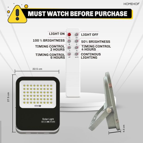 1776999244_Homehop-Aluminum-Solar-Light-Outdoor-Home-Waterproof-300-Watt-Flood-Lamp-for-Garden-Patio-Porch-Balcony-Courtyard-and-Street-Automatic-with-Remote3.2V20000mAh.jpg Homehop Aluminum Solar Light Outdoor Home Waterproof 300 Watt Flood Lamp for Garden, Patio, Porch, Balcony, Courtyard and Street Automatic with Remote(3.2V/20000mAh)