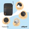 oddpod™ Pu Leather Electronic Gadgets Organizer Bag for Travel/Portable Waterproof All-in-One Storage Case for Cable, Cord, Charger, Phone, Hard Drive and More - Medium (Black)