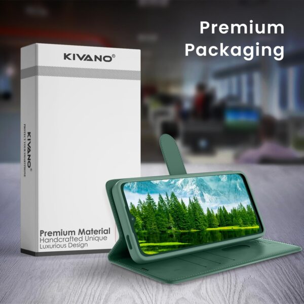 KIVANO LUXE® Compatible for Vivo Y21 5G / Vivo Y11 5G Artisanal Leather Wallet Case with Card Holder for Men Women, Magnetic Flip Folio Cover with Stand RFID Blocking Cell
