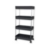 AEXONIZ TOYS Plastic Kitchen Storage Trolley Rack with Wheels, Slide Out Storage Shelves Space Saving Home Storage Organizer Racks, Rolling Utility Cart (Black, 4 Layer)