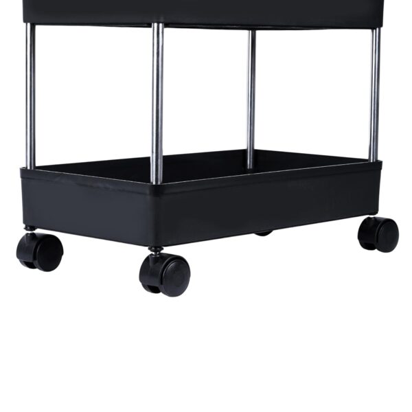 AEXONIZ TOYS Plastic Kitchen Storage Trolley Rack with Wheels, Slide Out Storage Shelves Space Saving Home Storage Organizer Racks, Rolling Utility Cart (Black, 4 Layer)