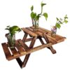 Wooden Plant Stand for Home Indoor & Outdoor Balcony Garden & Living Room Decor (3 Foldable Adjustable Height Racks/Decks)