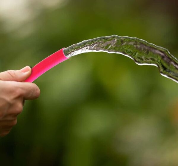 0.5 Inch PVC Pink Zebraline Water Pipe| Lightweight, Durable & Flexible| Hose with 7 Mode Sprey Gun Accessories Connector & Clamps| Watering Garden, Cleaning, Outdoor-Indoor Use (10 Meter)