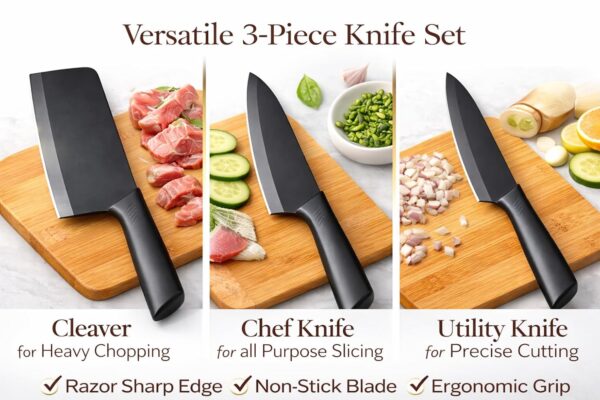 1777057826_Premium-Stainless-Steel-Knife-Set-with-Bamboo-Wooden-Chopping-Board-3-Piece-Ultra-Sharp-Blades-Chef-Meat-Cleaver-Utility-Kitchen-Knife-Set-Eco-Friendly-Multipurpose-Cutting-Board-Kitchen-Tool.jpg Premium Stainless Steel Knife Set with Bamboo Wooden Chopping Board | 3-Piece Ultra-Sharp Blades, Chef, Meat Cleaver & Utility Kitchen Knife Set | Eco Friendly Multipurpose Cutting Board Kitchen Tool