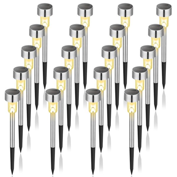 Solar Path Lights Outdoor,Solar Lights Outdoor Waterproof,Stainless Steel LED Landscape Lighting,Solar Garden Lights for Driveway,Pathway,Patio,Yard (10)