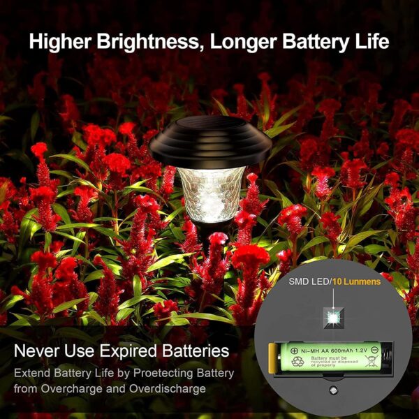 Solar Path Lights Outdoor,Solar Lights Outdoor Waterproof,Stainless Steel LED Landscape Lighting,Solar Garden Lights for Driveway,Pathway,Patio,Yard (10)