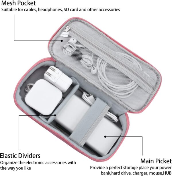 Travel Organizer For Electronic Accessories|Multipurpose Pouch|Adapter, Cable, Gadget Organizer|Two Comparment With Zipper (Pink Blue)