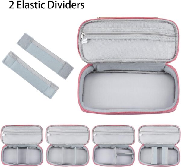 Travel Organizer For Electronic Accessories|Multipurpose Pouch|Adapter, Cable, Gadget Organizer|Two Comparment With Zipper (Pink Blue)