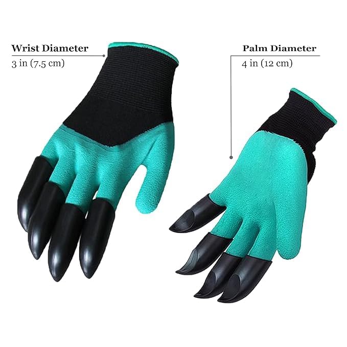Garden Art Multipurpose Gloves | Cut-Resistant Gloves, Rubber Coated, Comfortable For Wood Working, Construction Work, Electric Welding and Other Activites GGWPN2H (2 Hand Claws Blue)